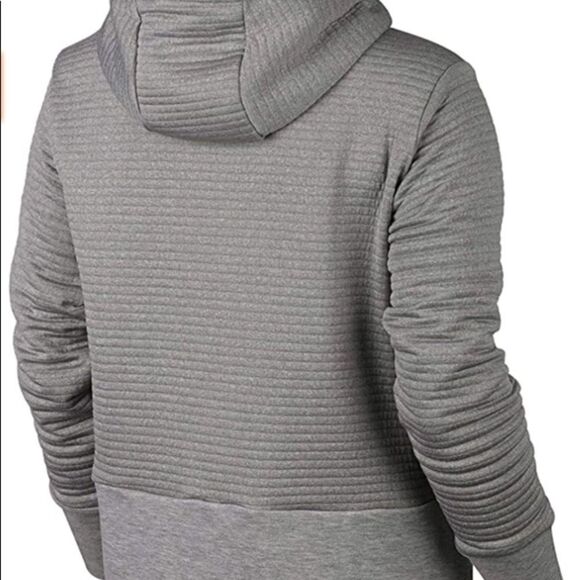 Nike Gray Knit Ribbed Training Dry Fit Sweatshirt Hoodie Pink Swoosh S - Picture 5 of 13